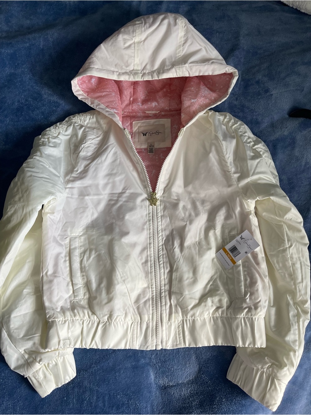 Jessica Simpson White Jacket with Pink Butterfly Lining